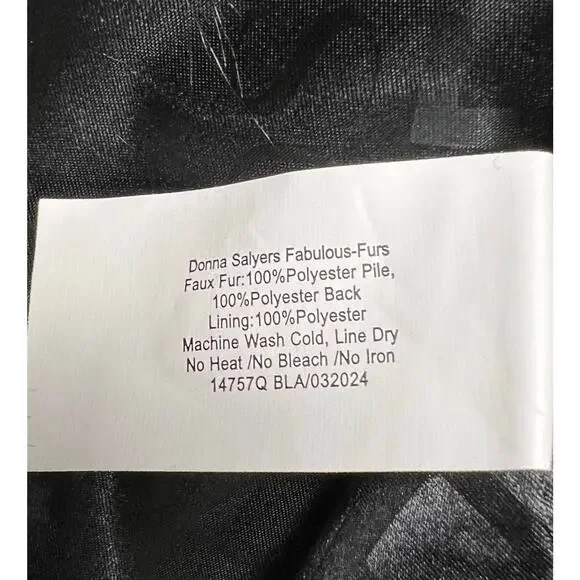 QVC Donna Salyers Fabulous Furs Tibby Collarless Faux Fur Coat BLACK NWOT SIZE S - Picture 5 of 6